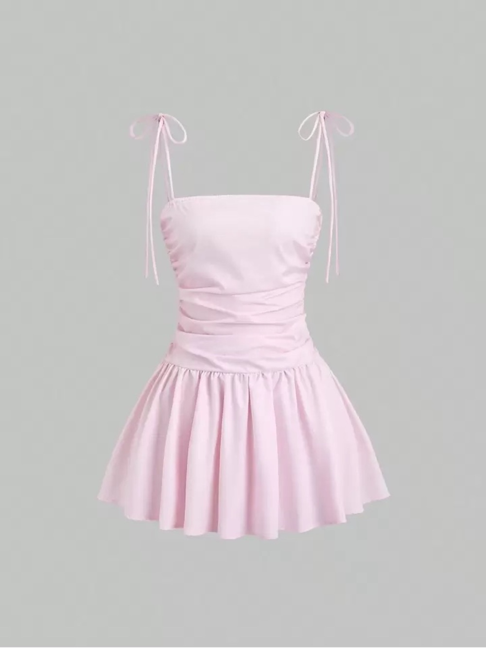 Pink Tie-Strap Mini Dress with rouching on the side